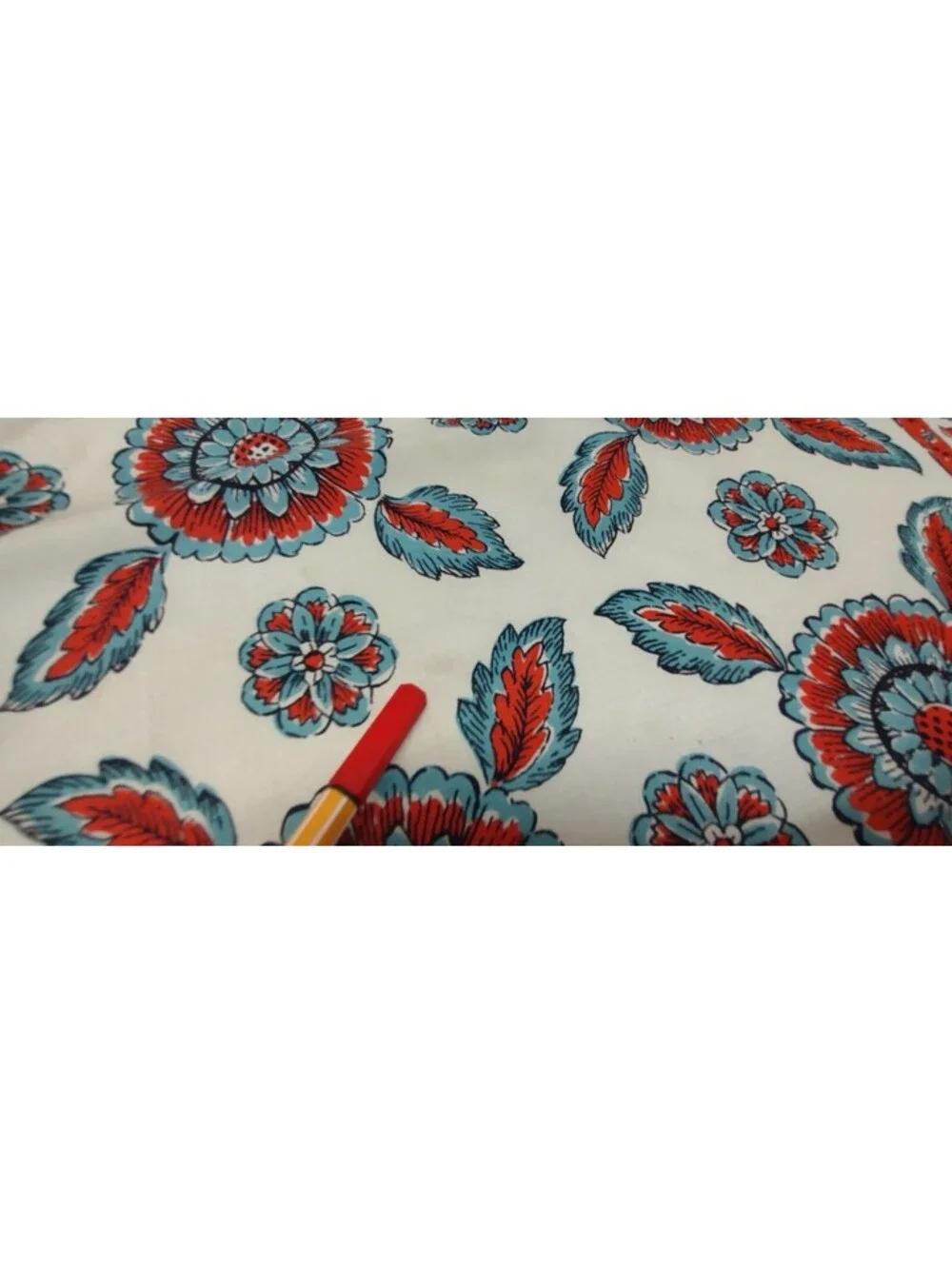 Vintage Glentex 1950s Bohemian Indian Scarf Terra Orange Floral 50s Blue Border
